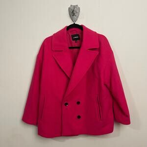Express L hot pink barbiecore double breasted coat jacket winter Corpcore legal
